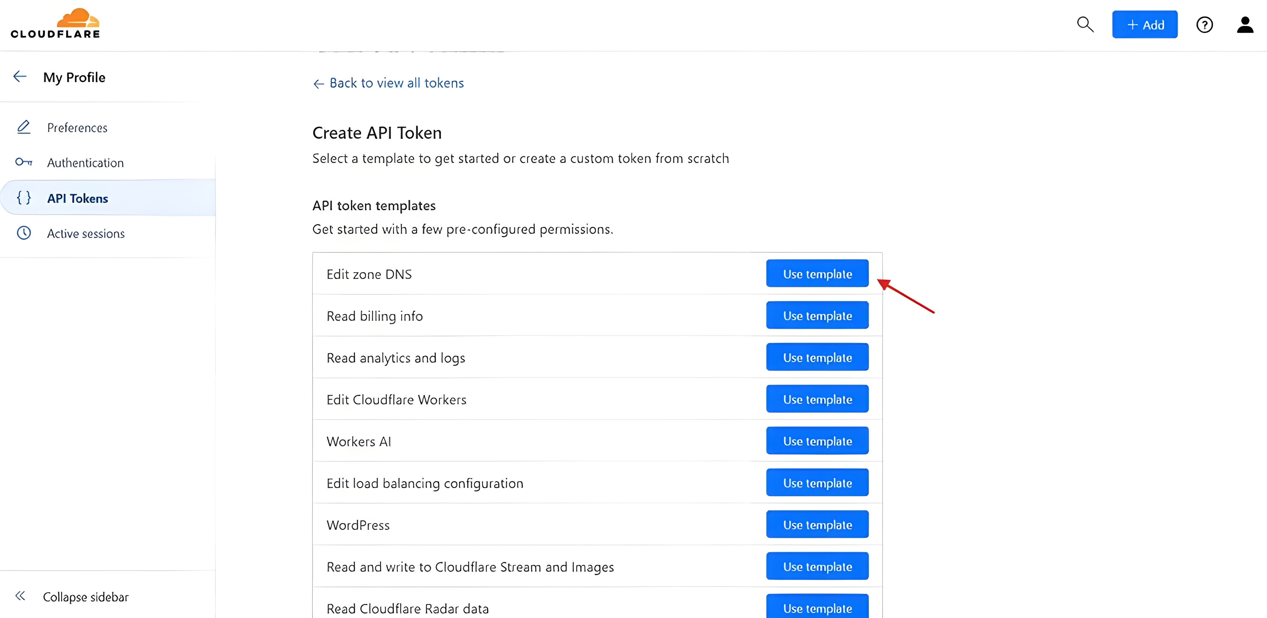 Create token page